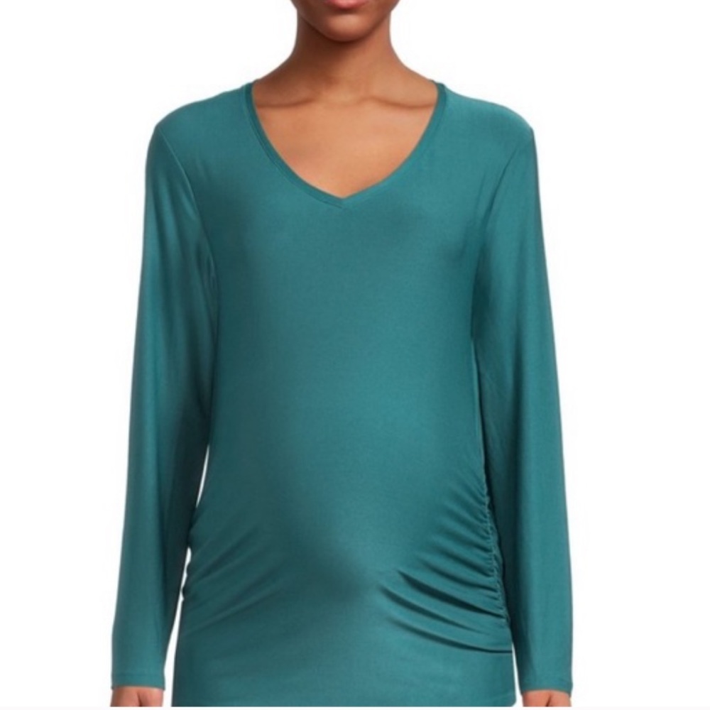 Maternity V-Neck T-shirt with Long Sleeves - Picture 4 of 7